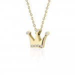 Crown necklace, Κ9 gold with zircon, ko4953 NECKLACES Κοσμηματα - chrilia.gr