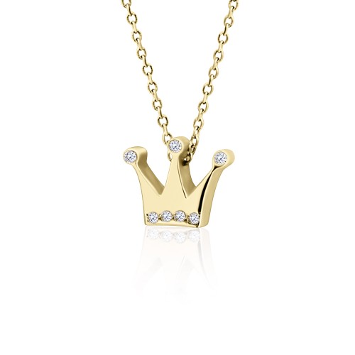 Crown necklace, Κ9 gold with zircon, ko4953 NECKLACES Κοσμηματα - chrilia.gr
