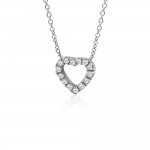 Heart necklace, Κ18 white gold with diamonds 0.05ct, VS2, H ko5075 NECKLACES Κοσμηματα - chrilia.gr