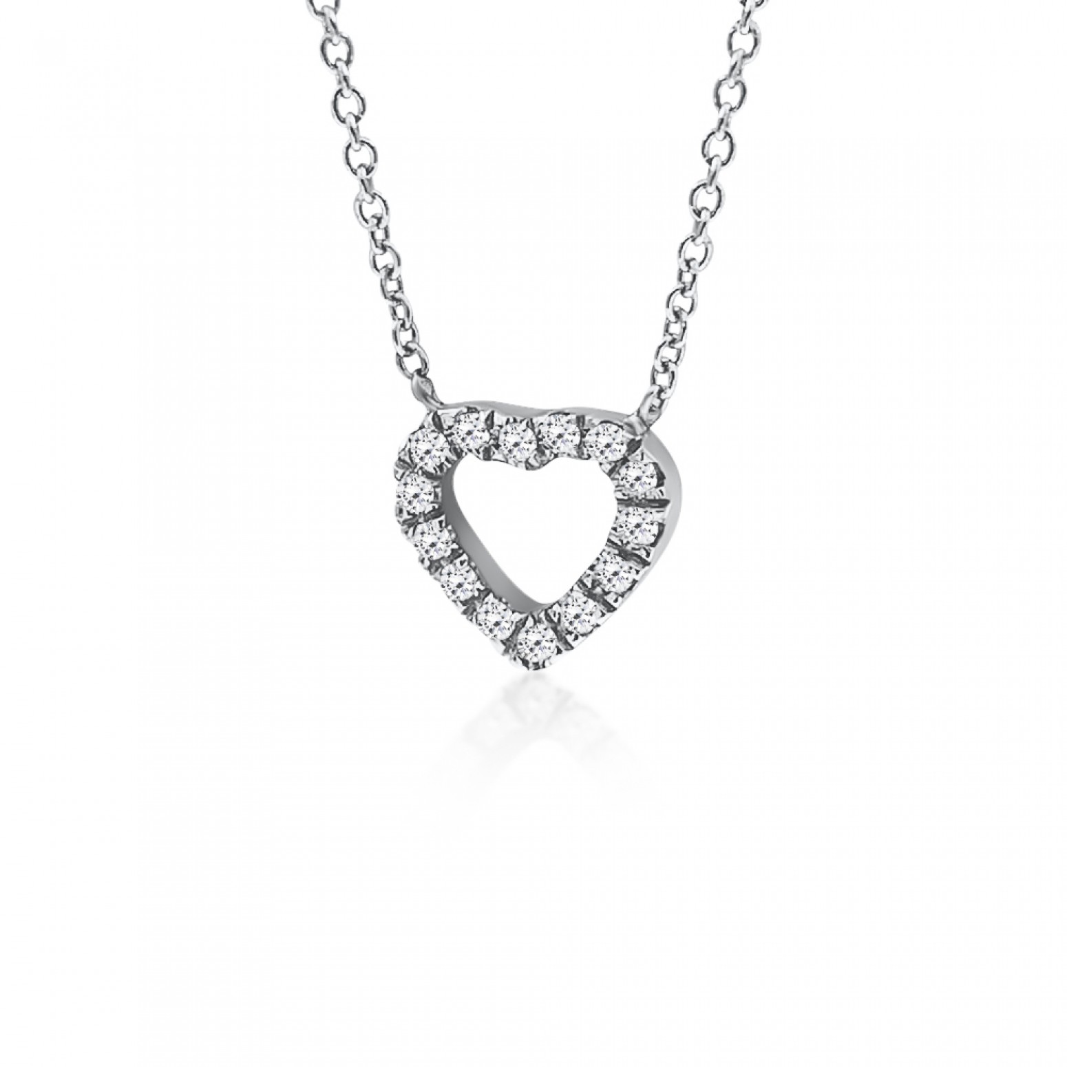 Heart necklace, Κ18 white gold with diamonds 0.05ct, VS2, H ko5075 NECKLACES Κοσμηματα - chrilia.gr