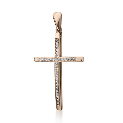 Βαπτιστικός σταυρός Κ14 ροζ χρυσό με ζιργκόν st4015 ΣΤΑΥΡΟΙ Κοσμηματα - chrilia.gr