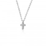 Cross necklace, Κ14 white gold with zircon, ko5486 NECKLACES Κοσμηματα - chrilia.gr