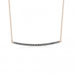 Pink gold necklace, Κ14 with black diamonds 0.11ct, pk0117 NECKLACES Κοσμηματα - chrilia.gr