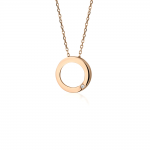 Round necklace, Κ14 pink gold with zircon, ko5160 NECKLACES Κοσμηματα - chrilia.gr