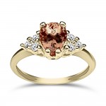 Solitaire ring 14K gold with pink and white zircon, da3864 ENGAGEMENT RINGS Κοσμηματα - chrilia.gr