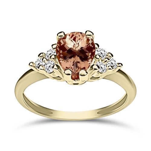 Μονόπετρο Δαχτυλίδι - Μονόπετρο δαχτυλίδι Κ14 χρυσό με ροζ και λευκά ζιργκόν, da3864 ΔΑΧΤΥΛΙΔΙΑ ΑΡΡΑΒΩΝΑ Κοσμηματα - chrilia.gr