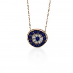 Eye necklace, Κ18 pink gold with sapphires 0.48ct and diamonds 0.06ct, VS1, H ko3697 NECKLACES Κοσμηματα - chrilia.gr