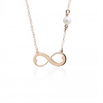 Infinity necklace, Κ14 pink gold with pearl ko4713 NECKLACES Κοσμηματα - chrilia.gr