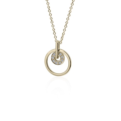 Round necklace, Κ14 gold with diamonds 0.04ct, VS2, H ko4995 NECKLACES Κοσμηματα - chrilia.gr