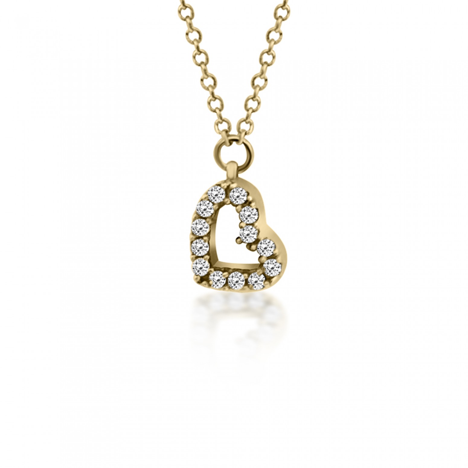 Heart necklace, Κ9 gold with zircon, ko5092 NECKLACES Κοσμηματα - chrilia.gr