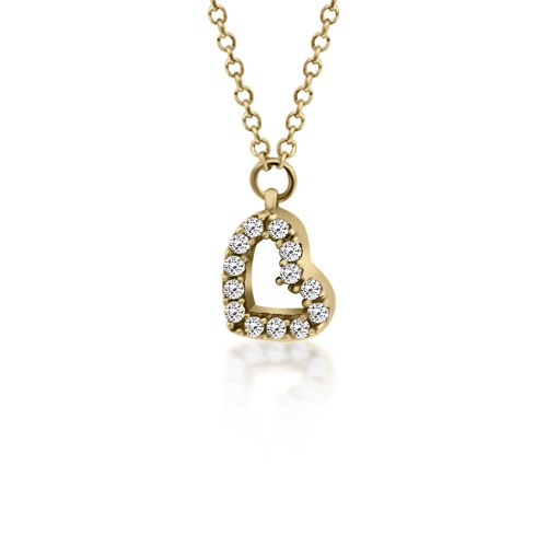 Heart necklace, Κ9 gold with zircon, ko5092 NECKLACES Κοσμηματα - chrilia.gr