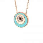 Eye necklace, Κ9 pink gold with zircon and enamel, ko5161 NECKLACES Κοσμηματα - chrilia.gr