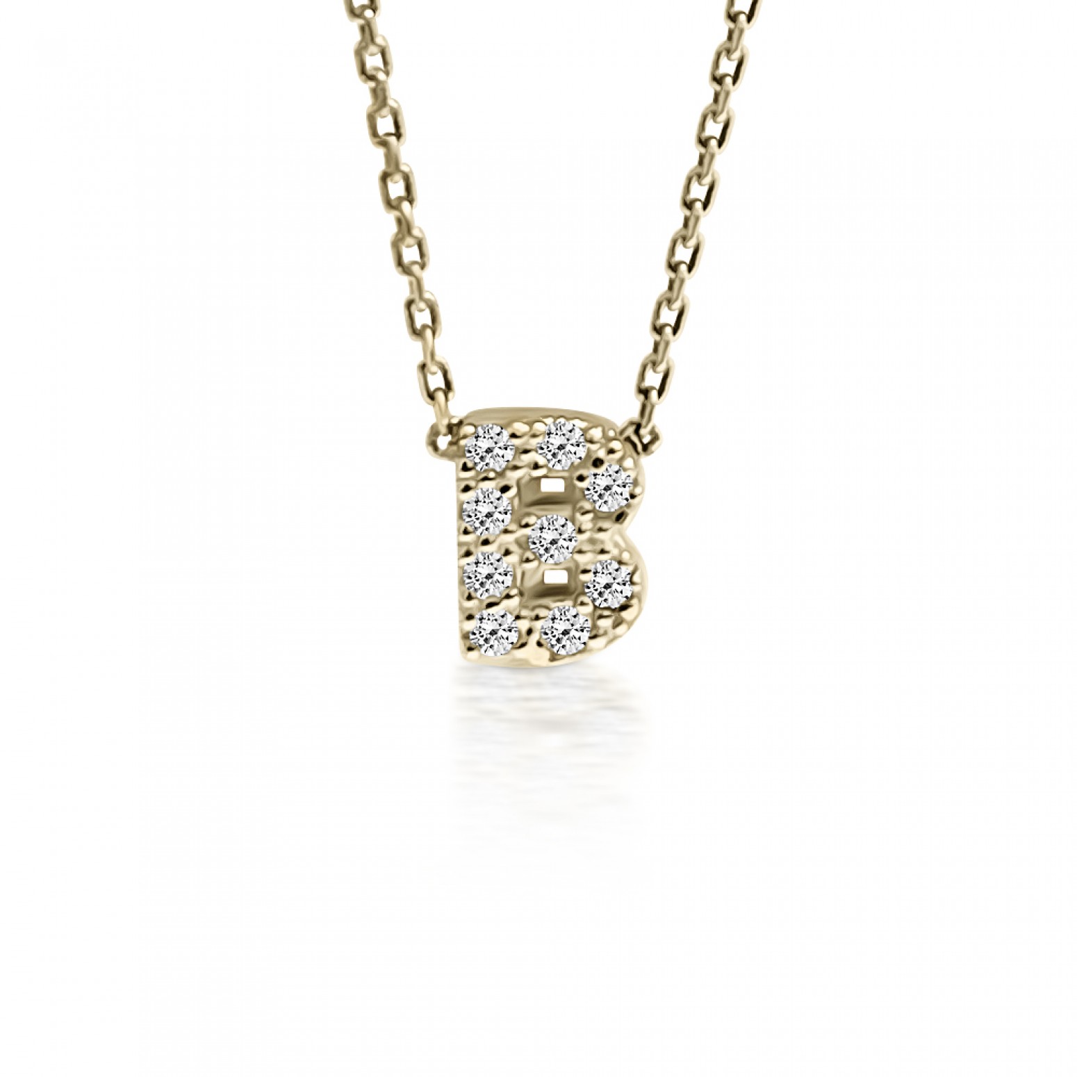 Monogram necklace Β, Κ14 gold with zircon, ko5194 NECKLACES Κοσμηματα - chrilia.gr