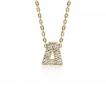 Monogram necklace Δ, Κ14 gold with zircon, ko5195 NECKLACES Κοσμηματα - chrilia.gr