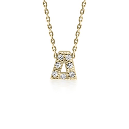 Monogram necklace Δ, Κ14 gold with zircon, ko5195 NECKLACES Κοσμηματα - chrilia.gr