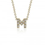 Monogram necklace Μ, Κ14 gold with zircon, ko5198 NECKLACES Κοσμηματα - chrilia.gr
