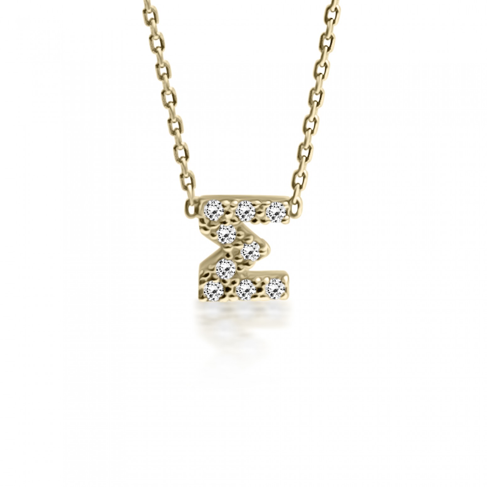 Monogram necklace Σ, Κ14 gold with zircon, ko5200 NECKLACES Κοσμηματα - chrilia.gr