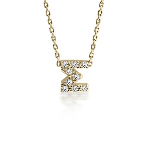Monogram necklace Σ, Κ14 gold with zircon, ko5200 NECKLACES Κοσμηματα - chrilia.gr