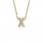Monogram necklace Χ, Κ14 gold with zircon, ko5201 NECKLACES Κοσμηματα - chrilia.gr