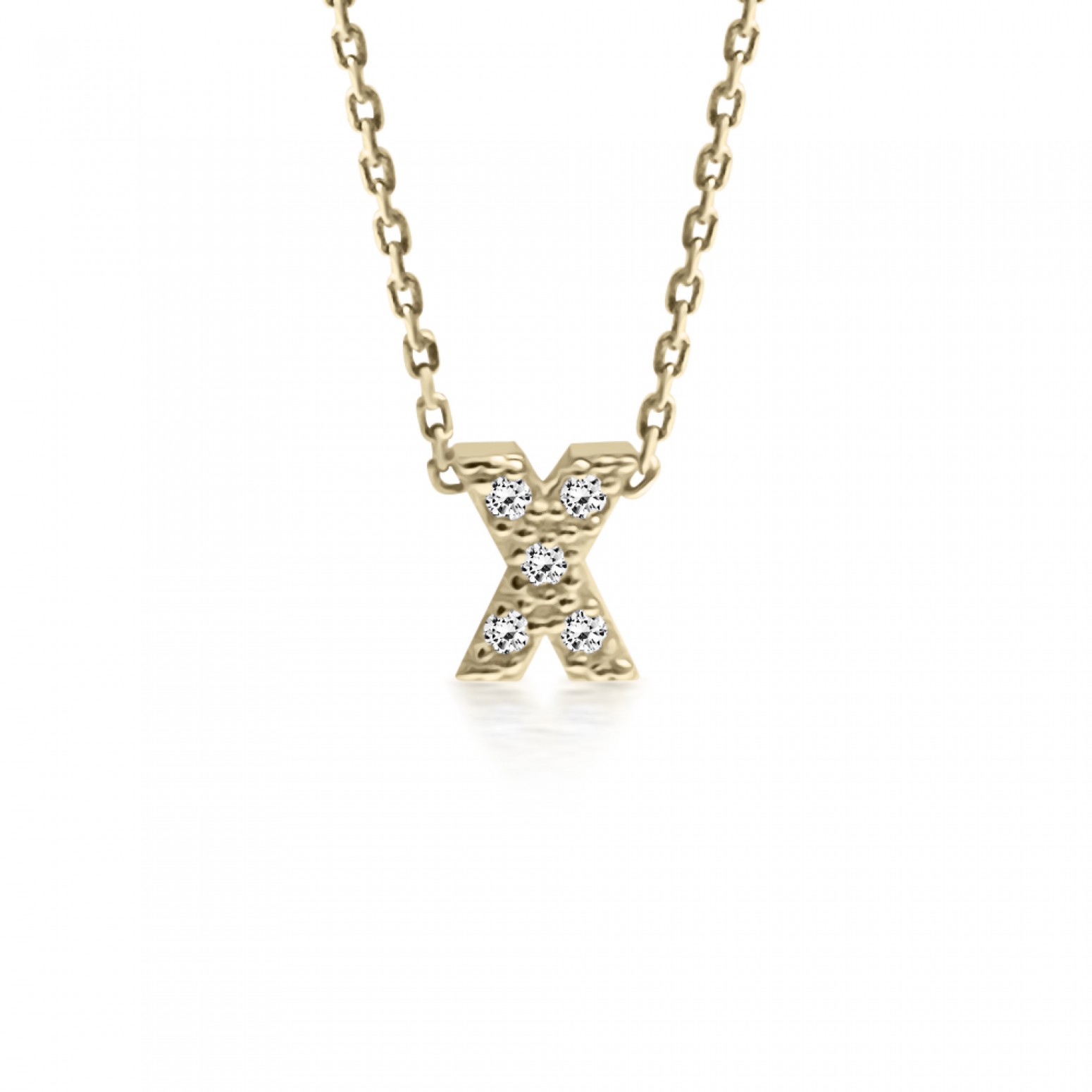 Monogram necklace Χ, Κ14 gold with zircon, ko5201 NECKLACES Κοσμηματα - chrilia.gr