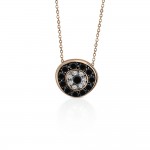 Eye necklace, Κ18 pink gold with black diamonds 0.60ct and white diamonds 0.06ct, VS1, H ko5264 NECKLACES Κοσμηματα - chrilia.gr