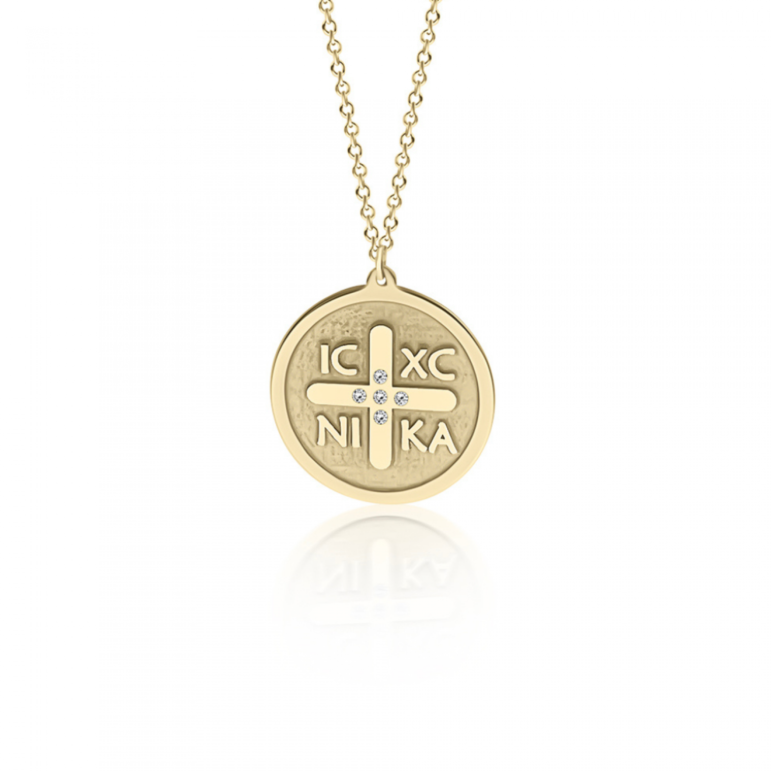 Byzantine necklace, Κ14 gold with diamonds 0.01ct, VS2, H, ko4710 NECKLACES Κοσμηματα - chrilia.gr