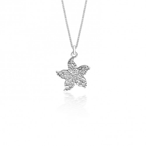 Starfish necklace, Κ14 white gold with zircon, ko1750 NECKLACES Κοσμηματα - chrilia.gr