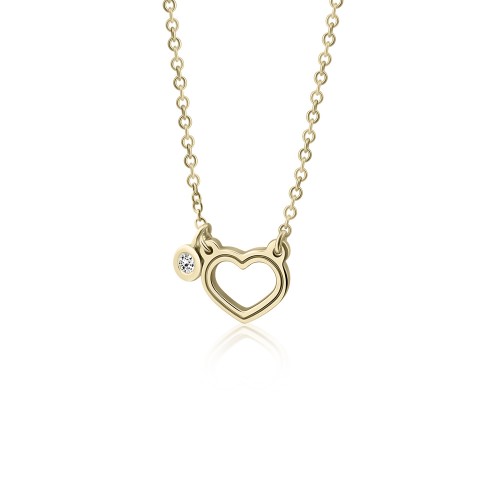 Heart necklace, Κ14 gold with diamond 0.02ct, VS2, H ko5303 NECKLACES Κοσμηματα - chrilia.gr