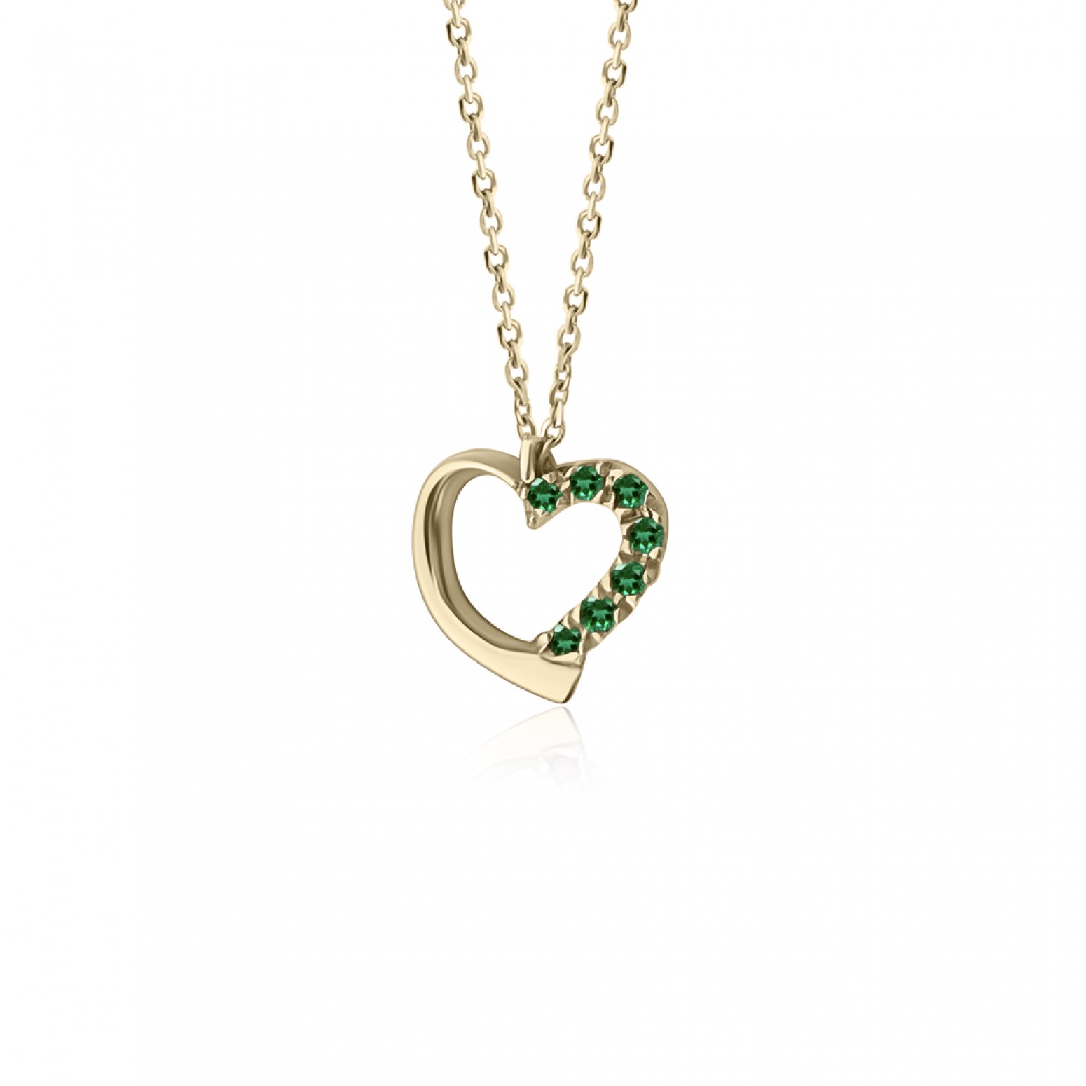 Heart necklace, Κ18 gold with emeralds 0.07ct, ko5633 NECKLACES Κοσμηματα - chrilia.gr