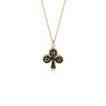 Clover necklace, Κ14 gold with black zircon, ko1773 NECKLACES Κοσμηματα - chrilia.gr