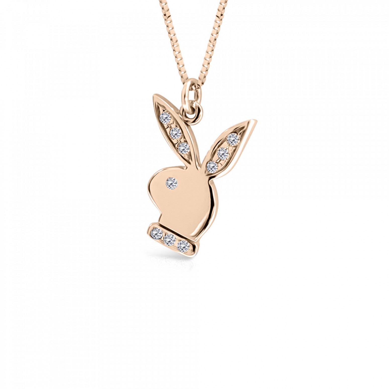 Bunny necklace, Κ14 pink gold with zircon, ko1858 NECKLACES Κοσμηματα - chrilia.gr