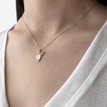 Bunny necklace, Κ14 pink gold with zircon, ko1858 NECKLACES Κοσμηματα - chrilia.gr