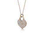 Heart necklace, Κ14 pink gold with zircon, ko1860 NECKLACES Κοσμηματα - chrilia.gr