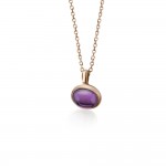 Oval necklace, Κ14 pink gold with granada, ko3268 NECKLACES Κοσμηματα - chrilia.gr