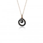 Spiral necklace, Κ9 pink gold with black zircon, ko4416 NECKLACES Κοσμηματα - chrilia.gr
