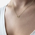 Round necklace, Κ14 gold with diamond 0.02ct, VS2, H ko5292 NECKLACES Κοσμηματα - chrilia.gr