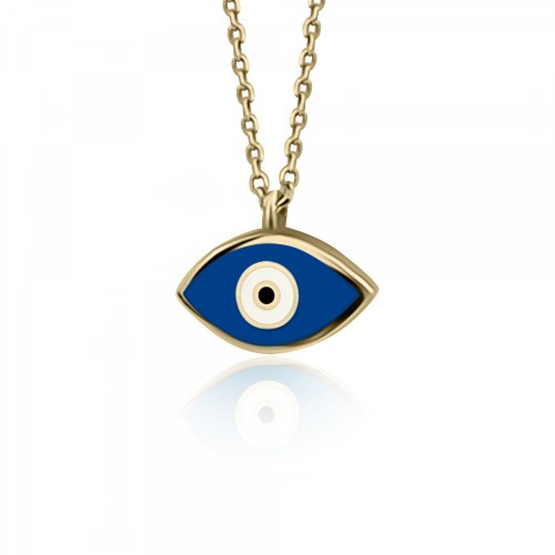 Eye necklace, Κ9 gold with enamel, ko5640 NECKLACES Κοσμηματα - chrilia.gr
