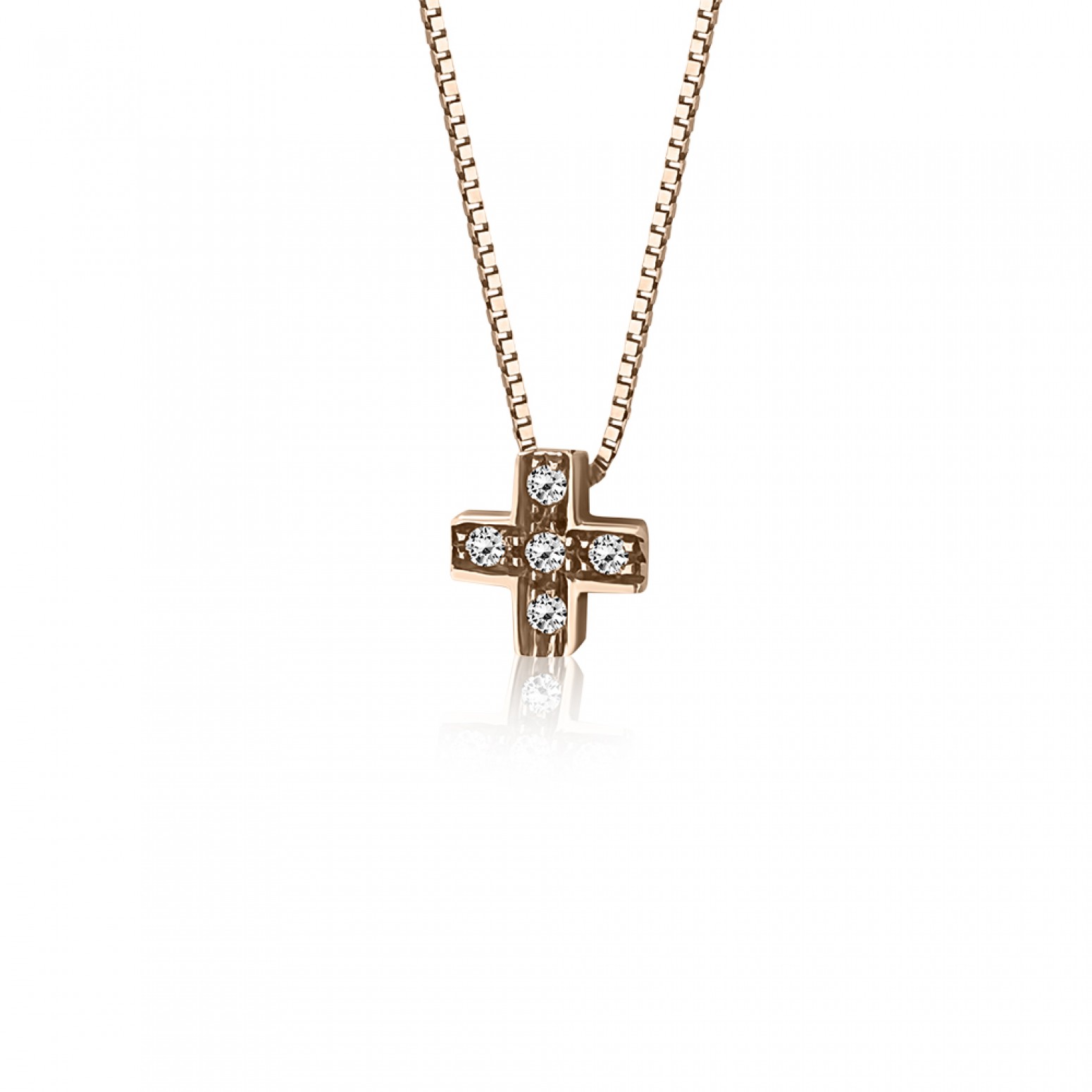 Cross necklace, Κ14 gold with zircon, ko1274 NECKLACES Κοσμηματα - chrilia.gr