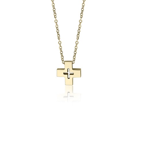 Κολιέ σταυρός, Κ14 χρυσό, ko5618 ΚΟΛΙΕ Κοσμηματα - chrilia.gr
