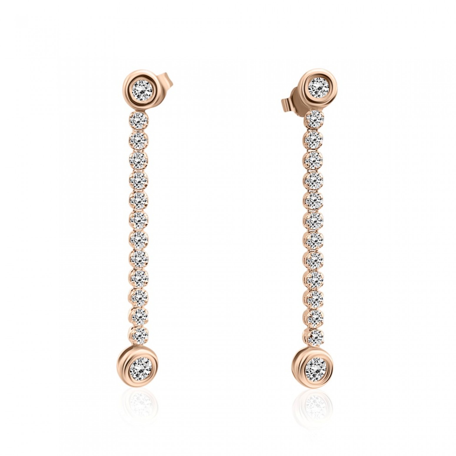 Dangle earrings K14 pink gold with zircon, sk2390 EARRINGS Κοσμηματα - chrilia.gr