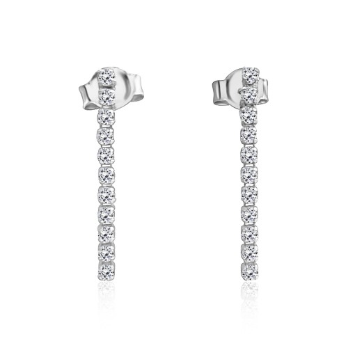 Dangle earrings K14 white gold with zircon, sk3104 EARRINGS Κοσμηματα - chrilia.gr