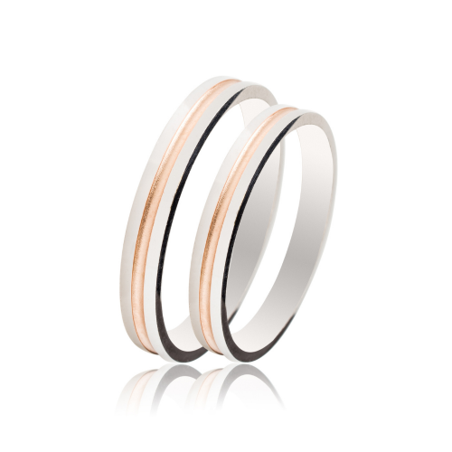 Maschio Femmina wedding rings in white and pink gold, K9, pair da4037 WEDDING RINGS Κοσμηματα - chrilia.gr