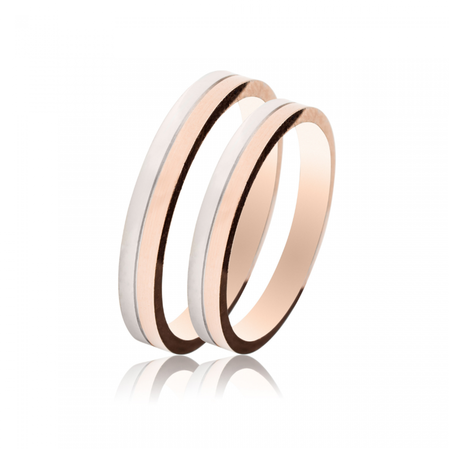Maschio Femmina wedding rings in white and pink gold, K9, pair da4046 WEDDING RINGS Κοσμηματα - chrilia.gr