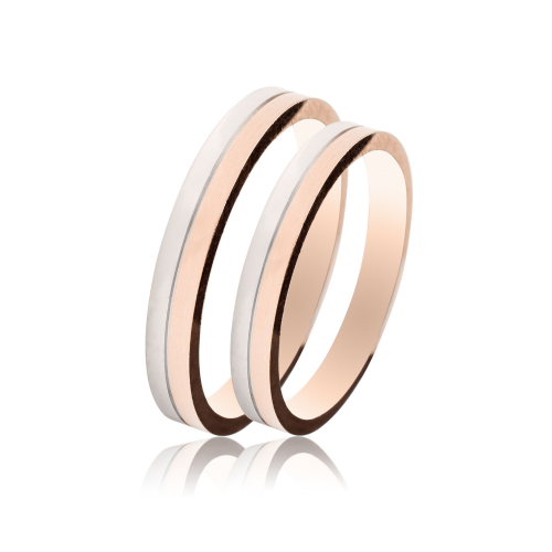 Maschio Femmina wedding rings in white and pink gold, K9, pair da4046 WEDDING RINGS Κοσμηματα - chrilia.gr
