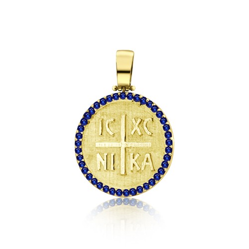  Byzantine K14 gold with blue zircon me2099 BABIES Κοσμηματα - chrilia.gr