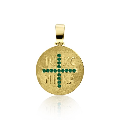 Κωνσταντινάτο Κ14 χρυσό με πράσινα ζιργκόν me2105 ΠΑΙΔΙΚΑ  Κοσμηματα - chrilia.gr
