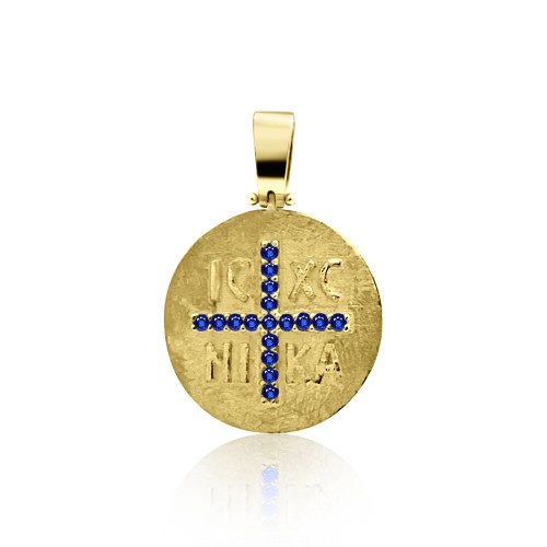  Byzantine K14 gold with blue zircon me2234 BABIES Κοσμηματα - chrilia.gr