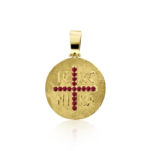  Byzantine K14 gold with red zircon me2236 BABIES Κοσμηματα - chrilia.gr