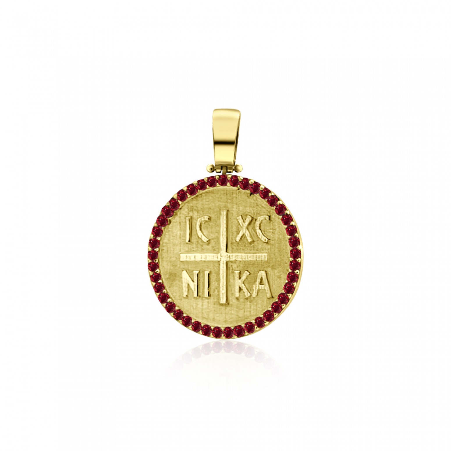  Byzantine K14 gold with red zircon me2239 BABIES Κοσμηματα - chrilia.gr