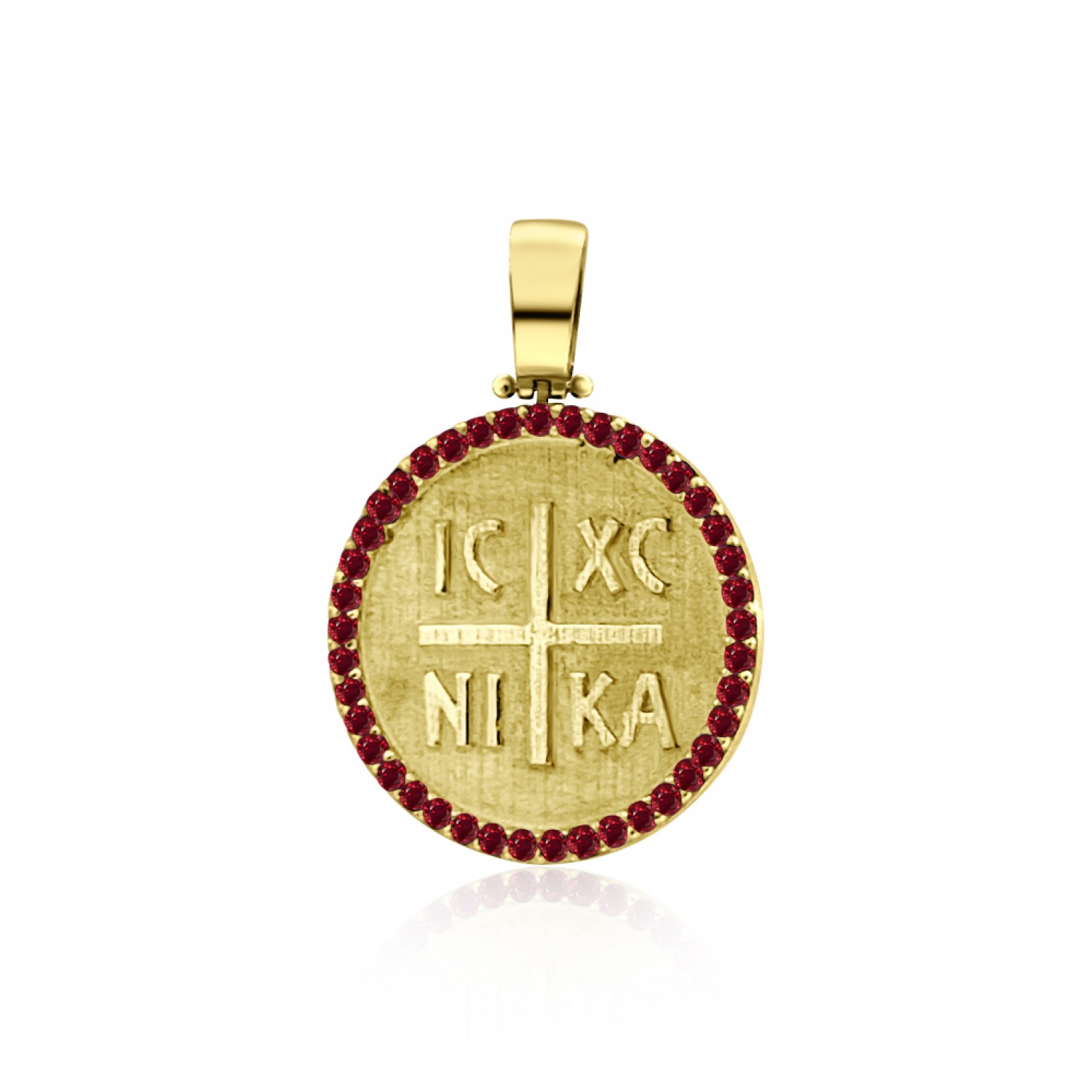  Byzantine K14 gold with red zircon me2240 BABIES Κοσμηματα - chrilia.gr
